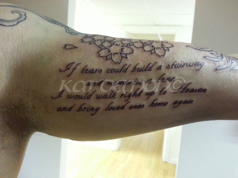 inner arm life quote tattoo